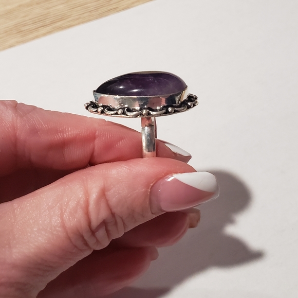 Men's Handmade Amethyst 925 Silver Ring - Picture 9 of 16
